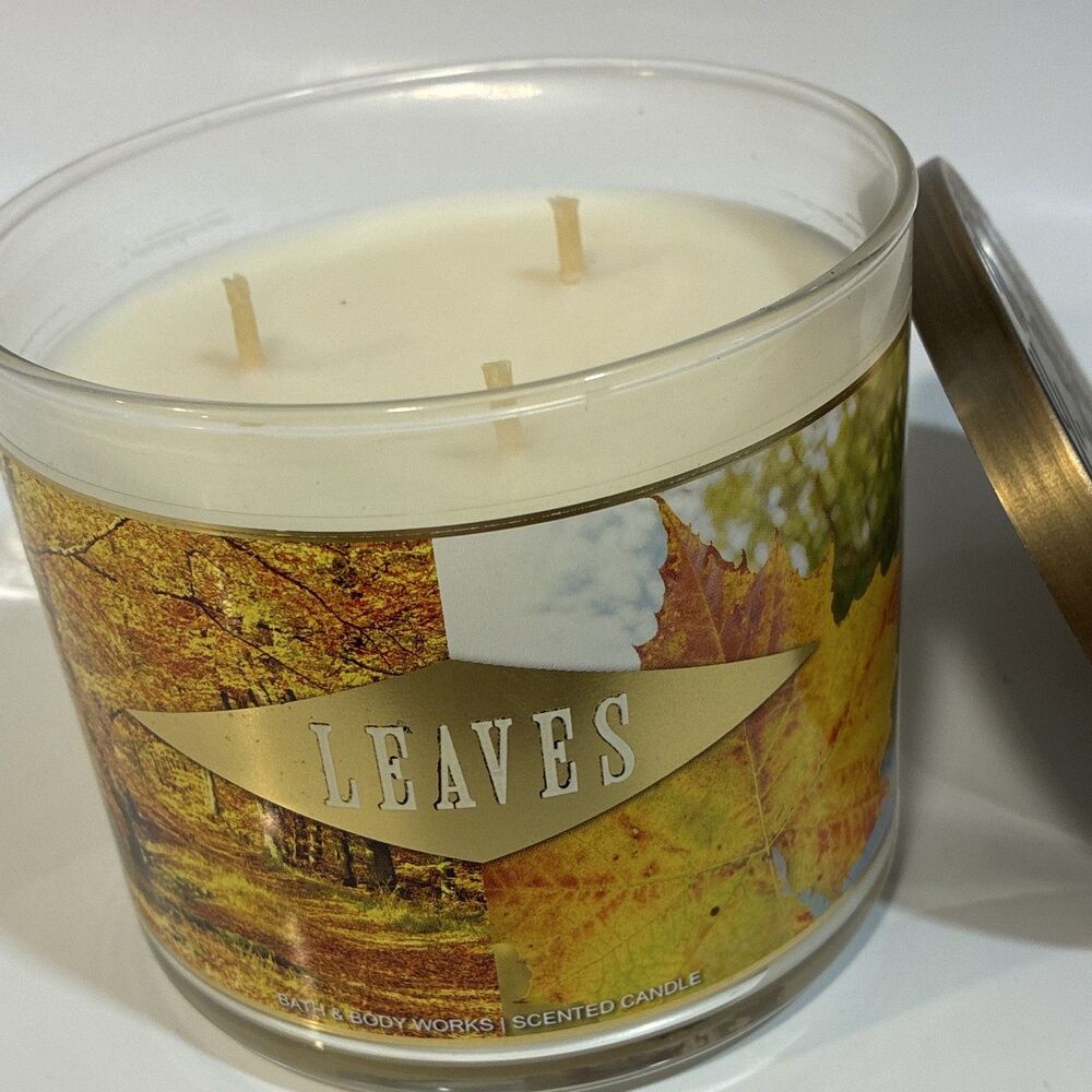 Bath & Body Works Leaves Scented 3-Wick Jar Candle 14.5 oz Glass - Picture 2 of 3